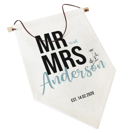 Linen Flag -  Personalised Home Decor - Mr and Mrs